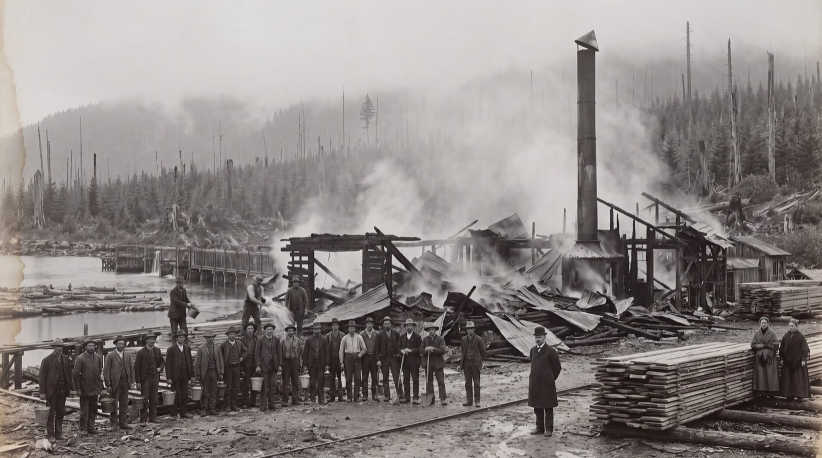 Ruins of the mill after the 1907 fire