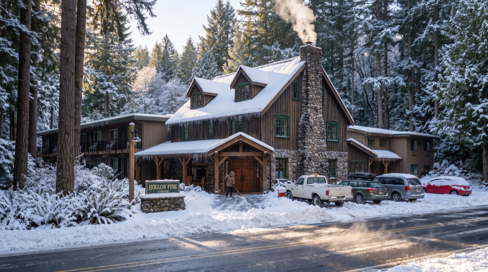 Lodge in snow