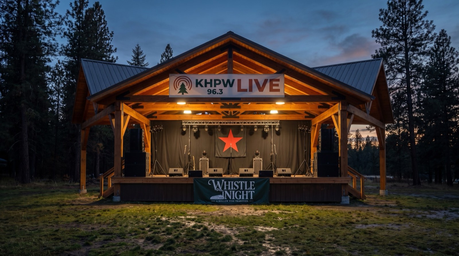 KHPW Live stage dressed for Whistle Night