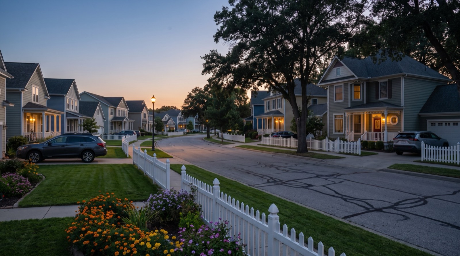 Old Town street at dusk