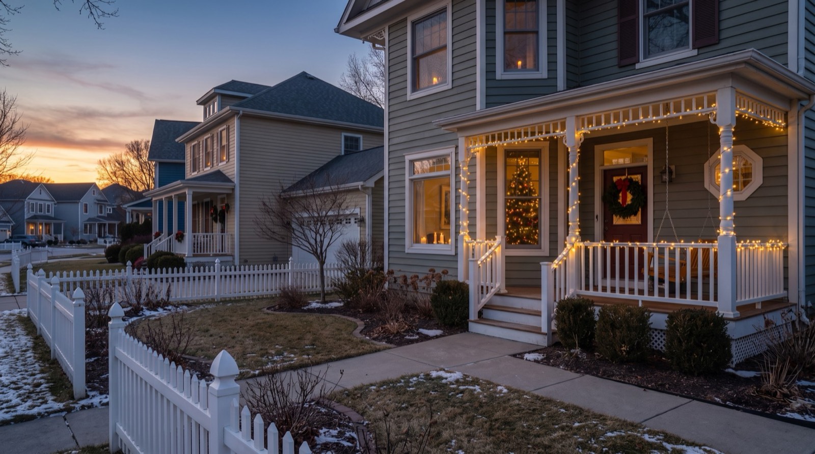Old Town porch at Christmas