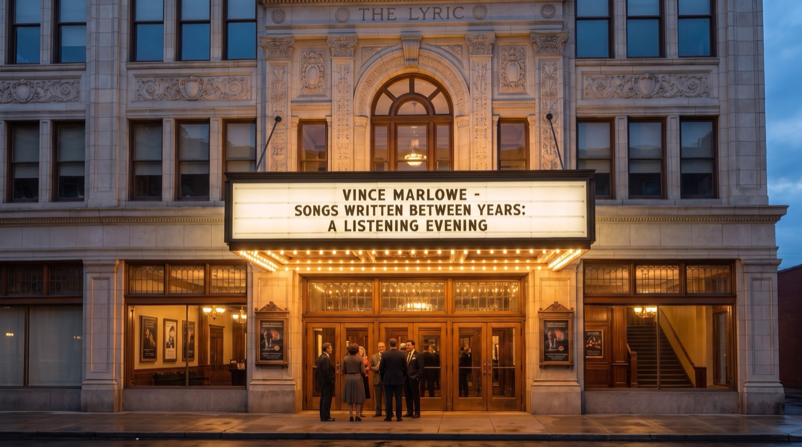 The Lyric theater marquee at dusk