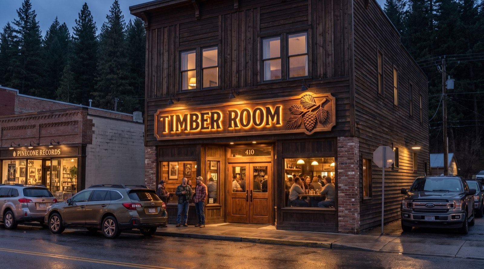 Timber Room at night