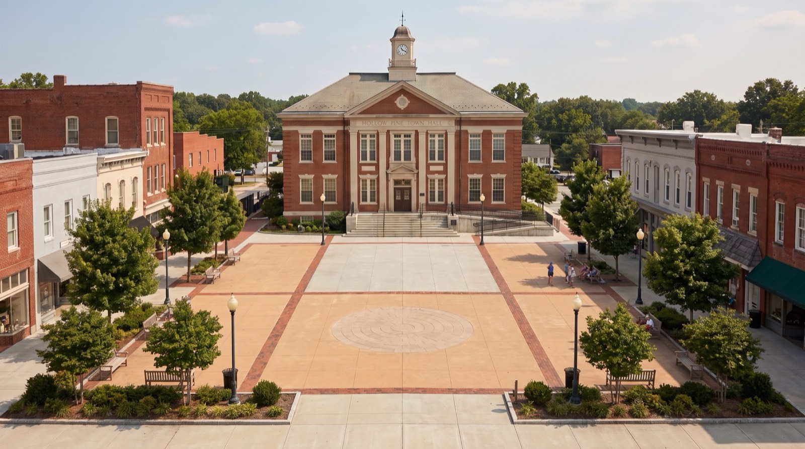 Town Hall and Town Square from above